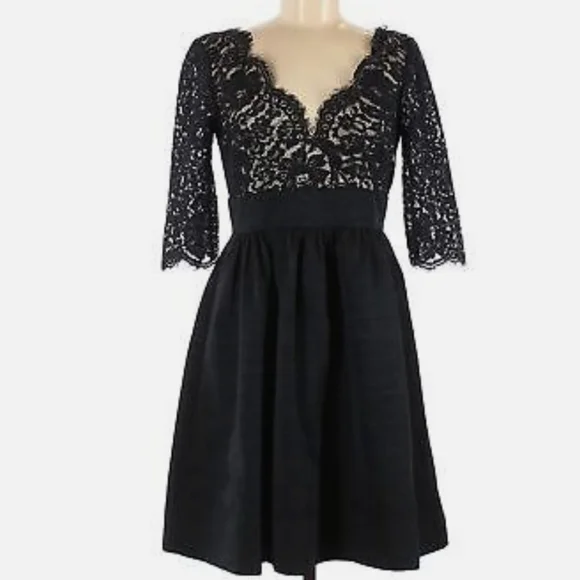 Women's Eliza J Lace & Faille Dress, Size 4 - Black